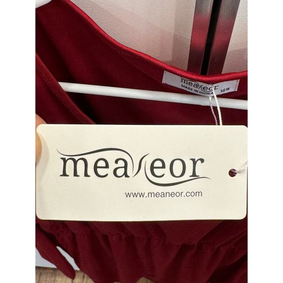 Meaneor Women's Long Bell Sleeve Round Neck Fit and Flare  Dresses - Picture 4 of 7